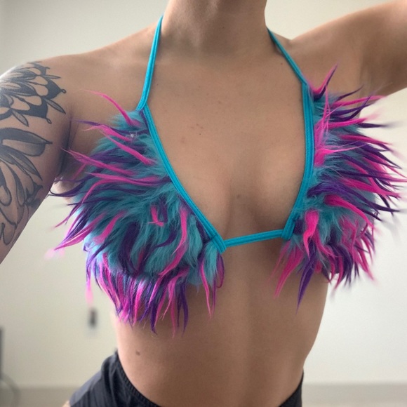 Dolls Kill Tops - Fuzzy Bra